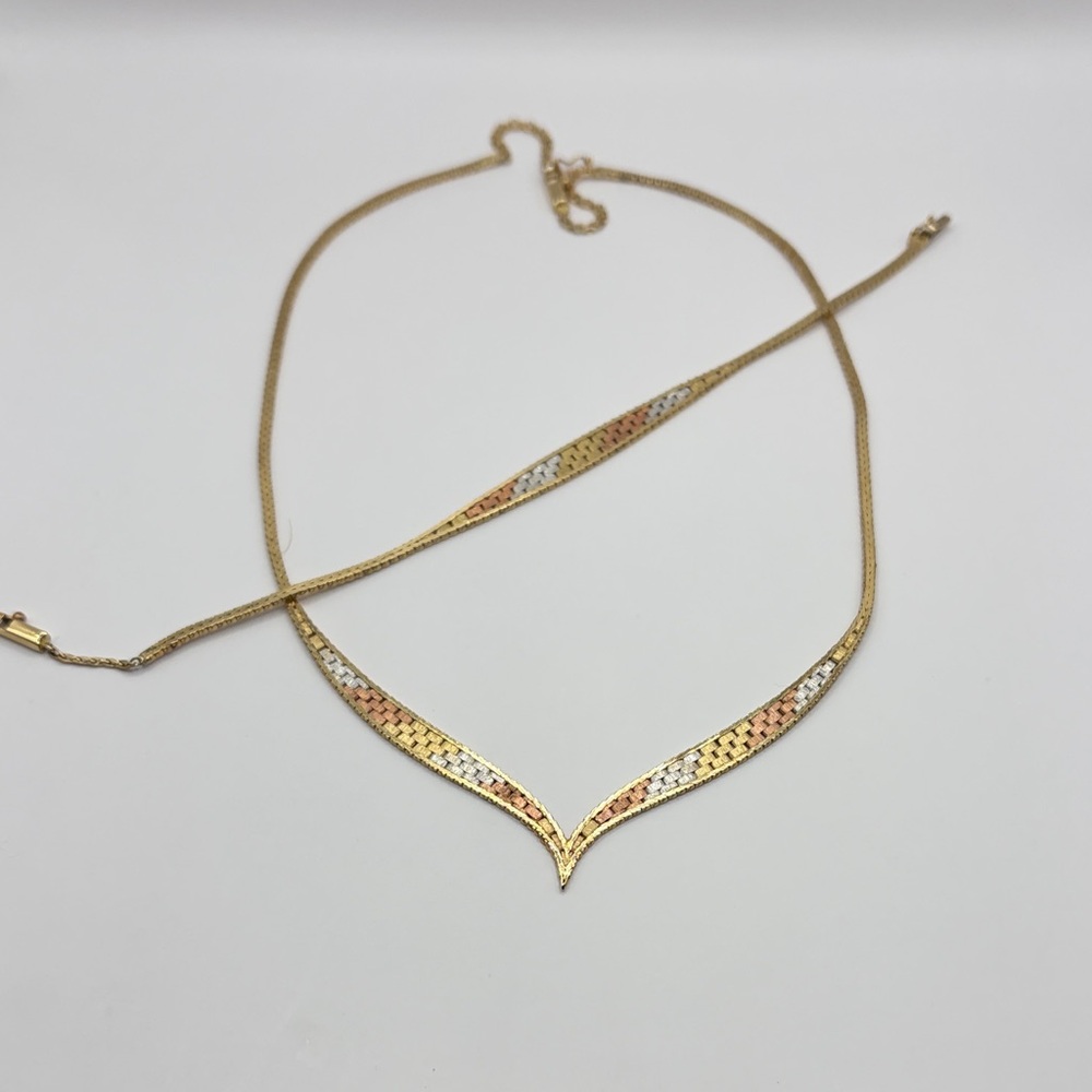 Tri-Color Gold Necklace and Bracelet Set